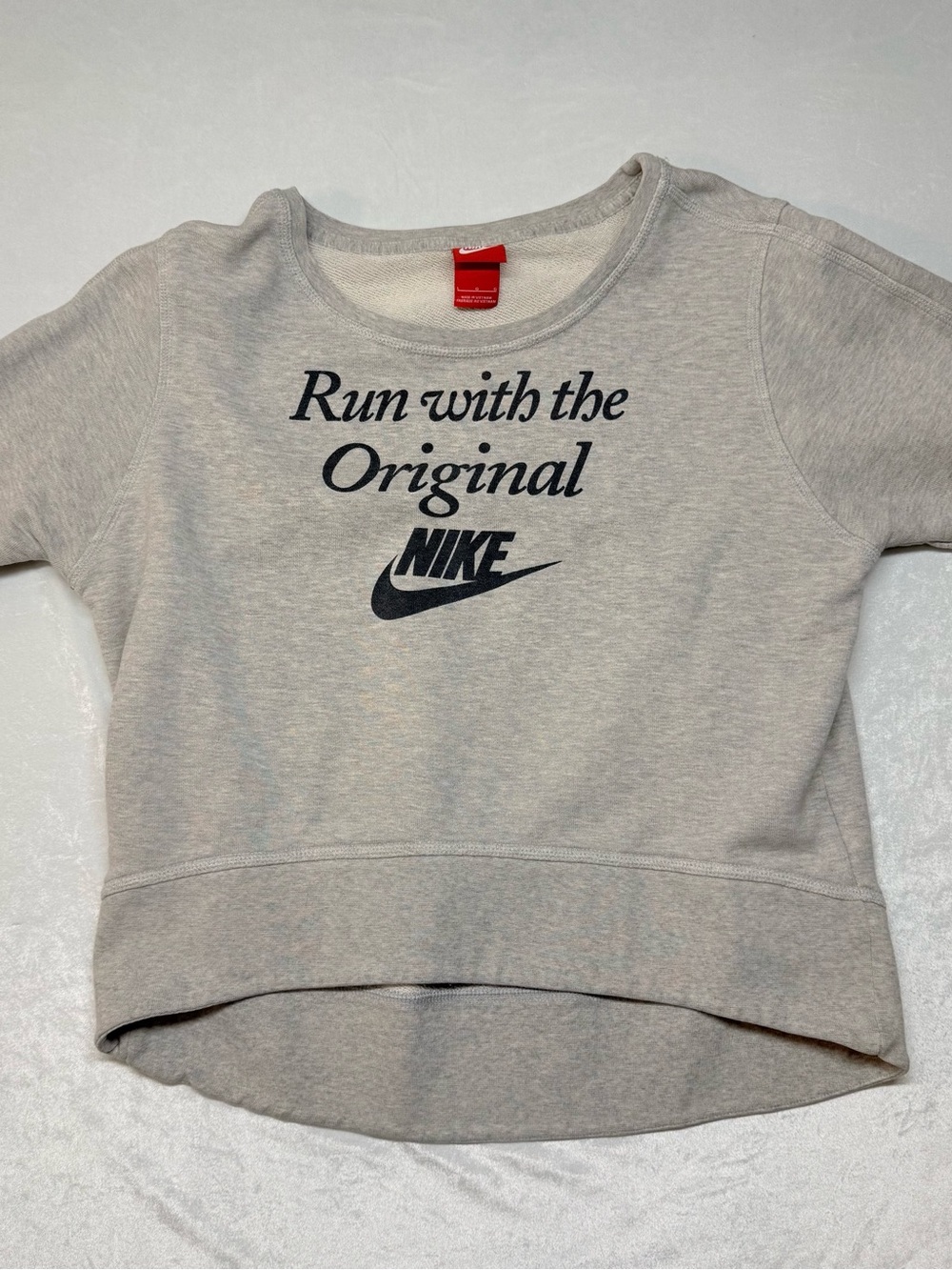 Nike Light Gray Pullover Sweatshirt with Navy Logo